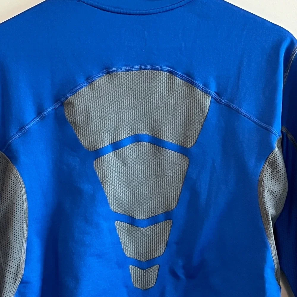 Nike Pro Combat Dri-FIT Cut Off Sleeve Compression Shirt Blue Grey Mens Large
